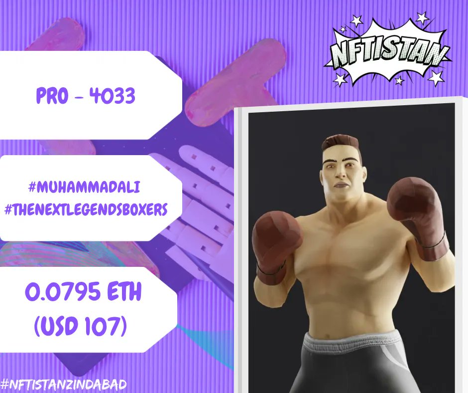 thenftistan's tweet photo. NFT of the Day!
🎨 #MuhammadAli
#TheNextLegendsBoxers
-https://t.co/Qaa86yUHEk
📌 Tag Us & Get Featured!
#NFTistan #NFTistanZindabad #NFTPakistan #PakistanNFT #NFTinPakistan #NFT #NFTs #NFTUpdates #NFTCommunity #NFTArtist #NFTArtists #NFTGallery #NFTNews #NFTCommunity https://t.co/MquYbXNyuq