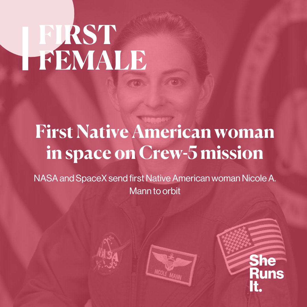 SheRunsItOrg's tweet image. Nicole Mann became the first Native American woman in space, serving as commander for SpaceX and NASA's Crew-5 mission to the International Space Station. #firstfemale #SpaceX #NicoleMann

ow.ly/LgHj50L4K8w