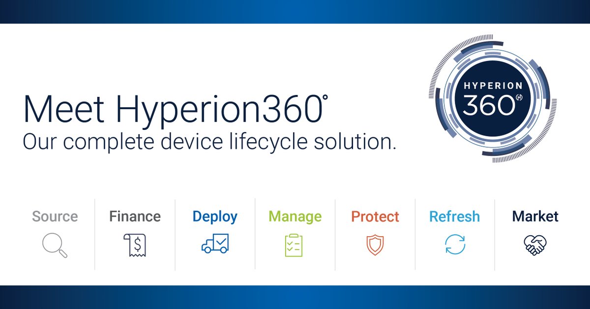 Hyperion_Prt's tweet photo. Our full-service device lifecycle solution, Hyperion360ยฐ navigates the lifecycle of your devices from start to finish. Ensure your technology investments reach their maximum potential. https://t.co/02je0fsiD6
#Hyperion #HyperionSolutions #Hyperion360 #DeviceLifecycle https://t.co/xCW9CEnATr