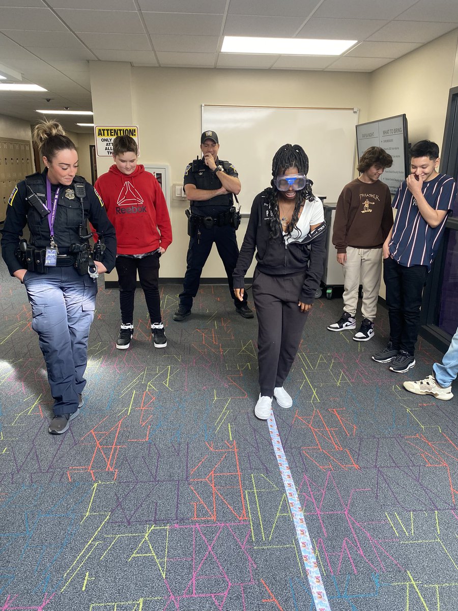 JuleyL's tweet photo. Thanks to the Safety Council for loaning us the vision impaired goggles and our own SRO’s for teaching my health classes about field sobriety tests and the risks of alcohol. It was a good reality ✅@MiddletownOH @MHSMiddieTweets https://t.co/SP6EN49m2I