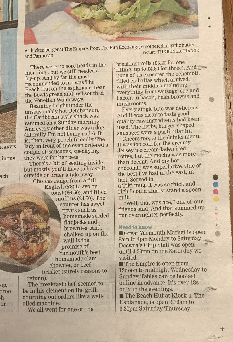 Always nice to get a surprise write up in the local 😬👍🏽
<a href="/GYMercury/">Great Yarmouth Mercury</a> <a href="/EDP24/">Eastern Daily Press</a> <a href="/Kathbum/">Katherine Ryan</a> <a href="/gillinghamjoe/">Joe Wilkinson</a> <a href="/The_Bloaters/">Great Yarmouth Town FC</a> <a href="/VisitGtYarmouth/">Visit Great Yarmouth</a> <a href="/FoodNorwich/">Love Norwich Food</a> <a href="/lovenorfolk/">Love Norfolk</a> <a href="/EatGtYarmouth/">Eat Great Yarmouth</a> @GY_ArtsFestival
