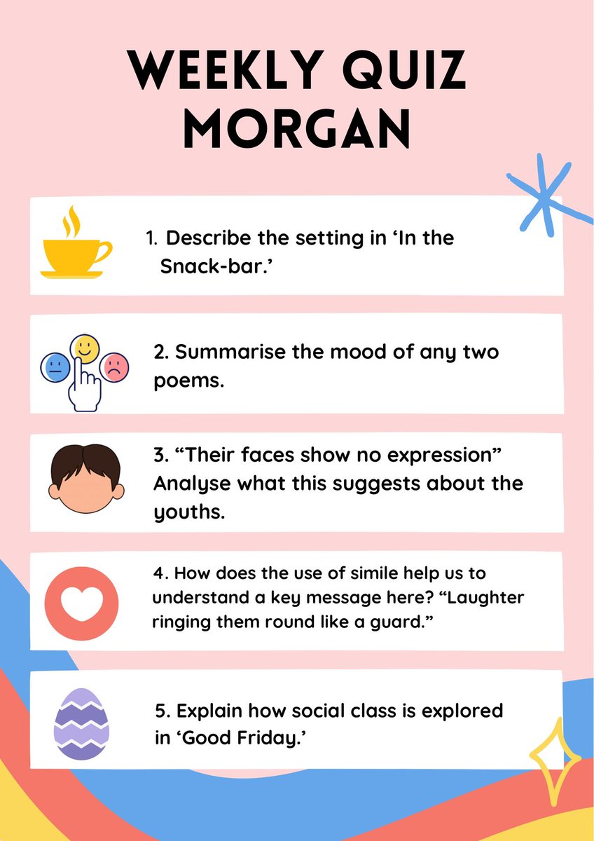 scot_text's tweet image. It’s Friday quiz time and this week we’re featuring #Morgan 💎 🧥 🚘 

#ScotText #N5English #Revision