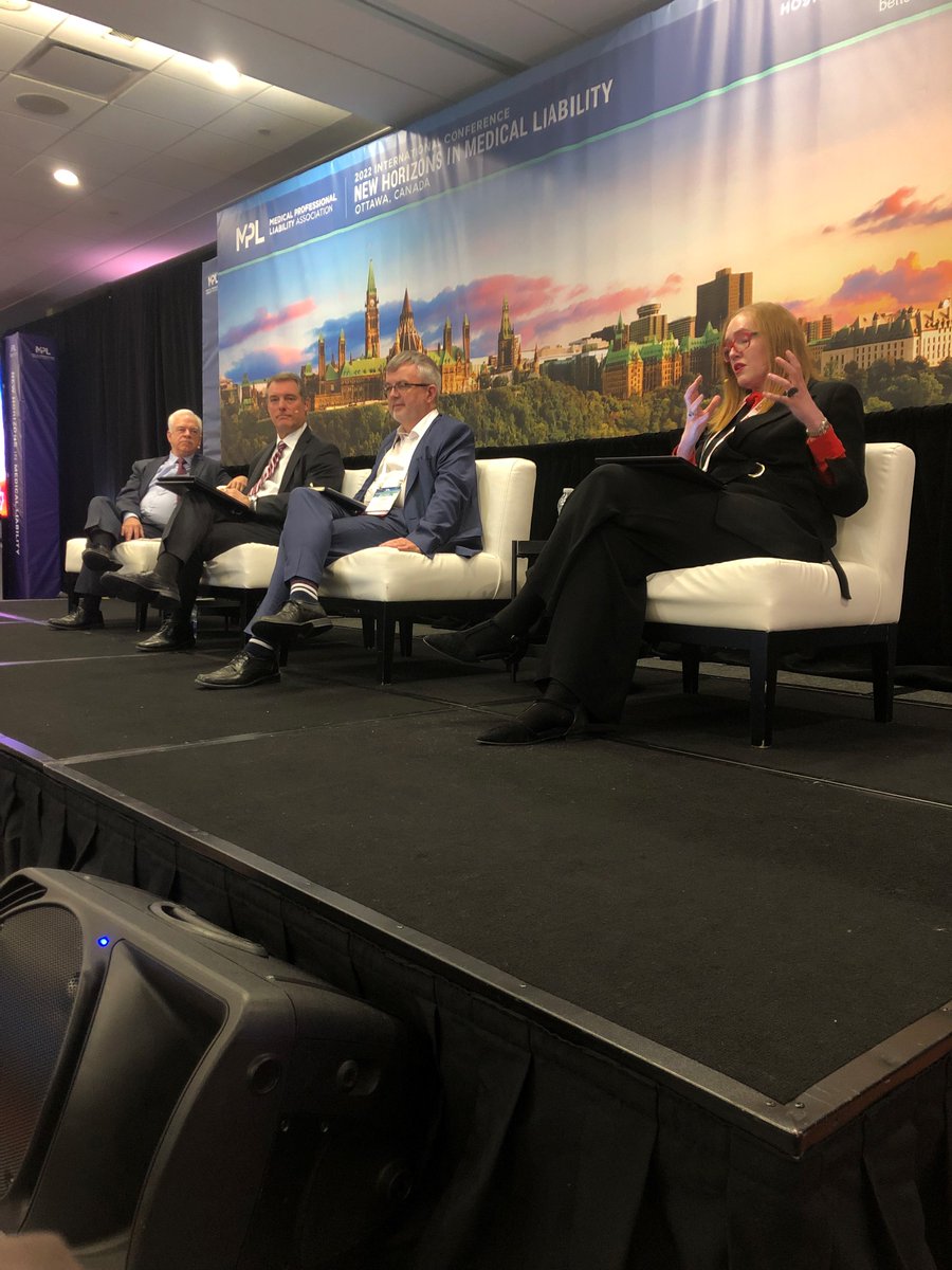 MPLOttawa's tweet photo. CEO panel: Where will the future take us? 

From L to R: Brian Atchinson @MPLAssocation, John Mize State Volunteer Mutual Insurance Company, Chris Kenny
@MDDUS_News and Natasha Anning
Medical Indemnity Protection Society #MPLOttawa https://t.co/hq9UbGWGGx