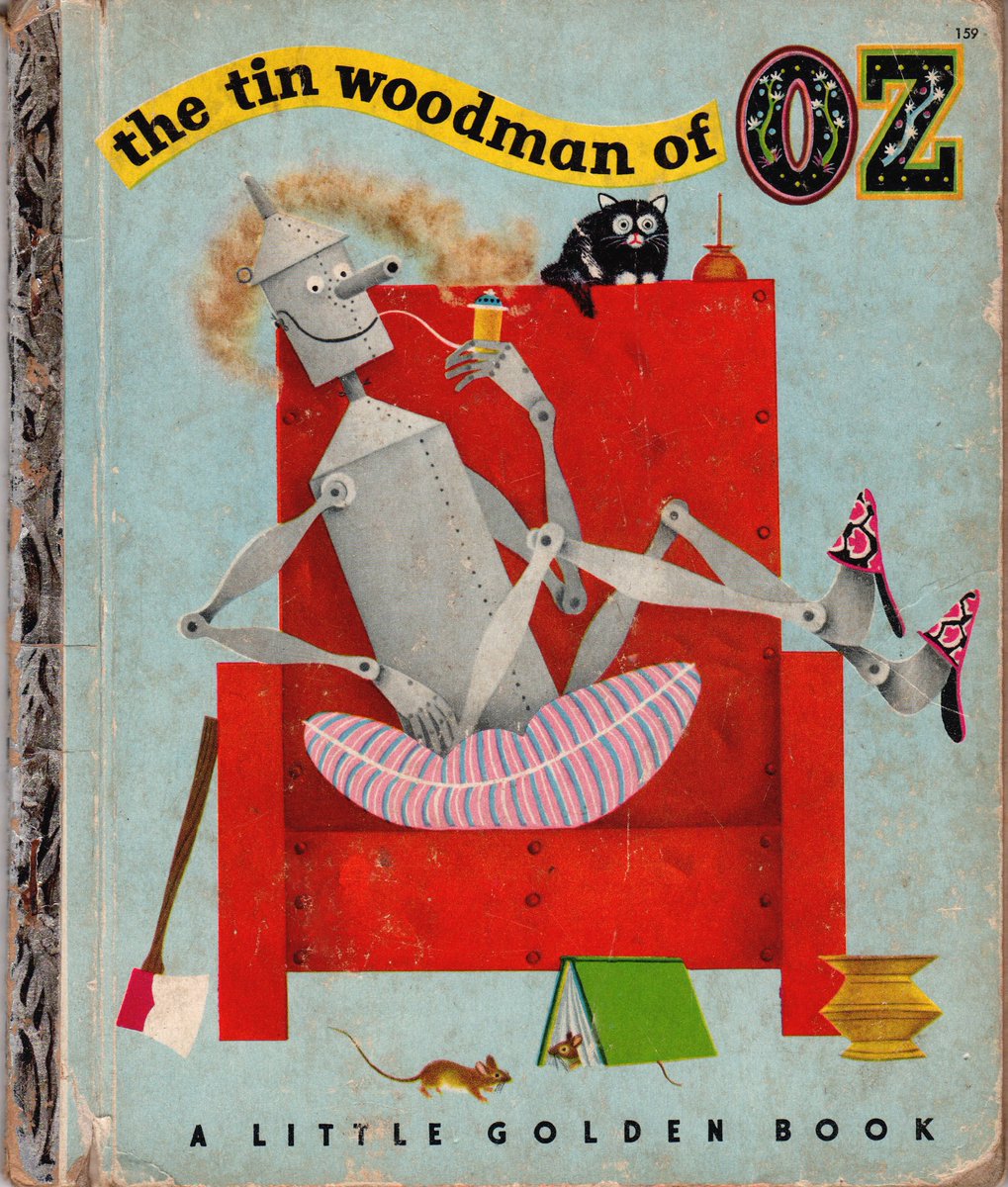 wardomatic's tweet photo. The Tin Woodman of OZ - a Little Golden Book from 1952 - illustrated by Harry McNaught. Here's the cover - see thread for more images. #wardsmorguefile https://t.co/YZhxuf05KC