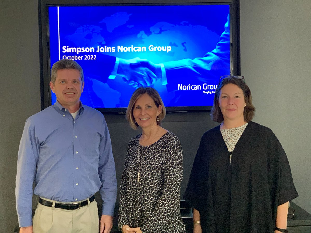 Simpson_Group's tweet photo. We have known, respected and trusted Norican’s brands, products and people for decades. After the announcement to our teams in Illinois, Georgia and Germany we have joined the Norican Group and are excited for what the future holds. #foundry #amcas #industry #simpsontechnologies https://t.co/ZMNqU99Suu