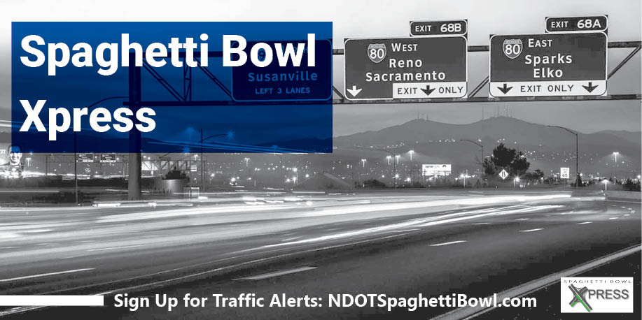 RENO: Northbound I-580 reduced to one lane 8pm-6am TONIGHT, with intermittent ramp closures, from Villanova Dr to Spaghetti Bowl. 

Ramps also intermittently closed.

Avoid the area if possible. If you must travel in the area, expect delays, use marked detours and drive safely.
