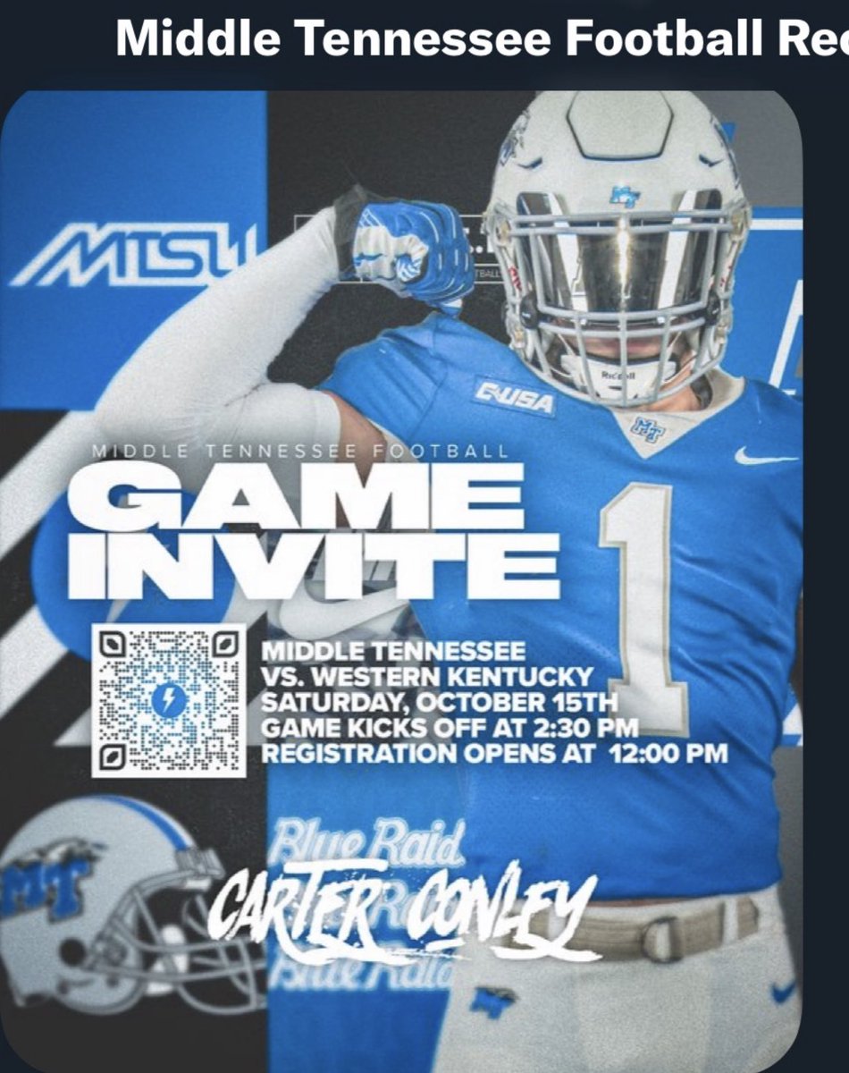 <a href="/carterconley7/">carter conley#1</a> with another Game Day Invite. Thanks <a href="/MTFB_Recruiting/">Middle Tennessee Football Recruiting</a> !
<a href="/JCAthletics_/">Johnson Central Athletics</a>