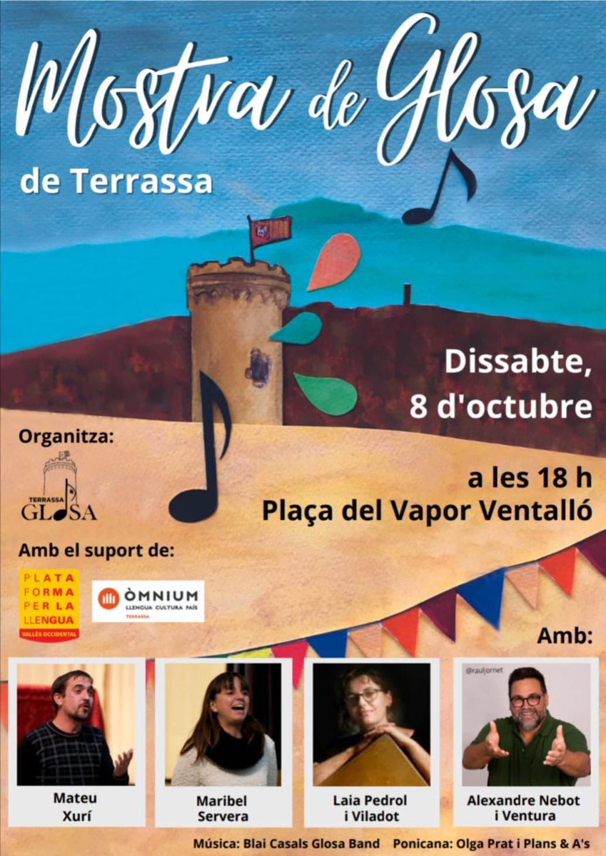 albertcasals_ib's tweet photo. Una ocasió inèdita de gaudir de la improvisació de versos cantats amb @MateuXuri @xinxollat @maribelservera i Alexandre Nebot a @Terrassa. Espectacle de qualitat assegurat https://t.co/bSXaYud2wG