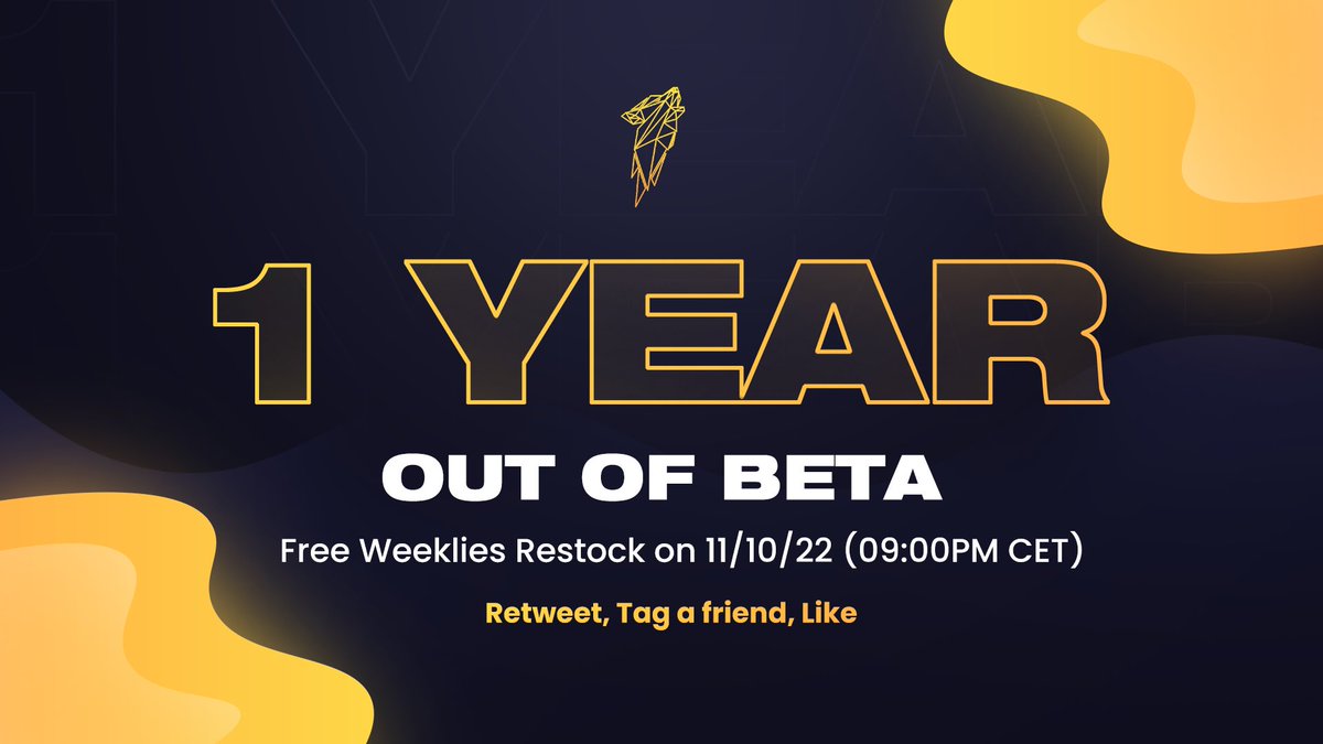 🎉 We will celebrate a 𝘆𝗲𝗮𝗿 from the beta this Tuesday with a restock of 𝗳𝗿𝗲𝗲 𝘄𝗲𝗲𝗸𝗹𝗶𝗲𝘀 𝗸𝗲𝘆!

🐺 We’re giving away 𝟮 𝗳𝗿𝗲𝗲 𝗺𝗼𝗻𝘁𝗵 𝗸𝗲𝘆𝘀, these are the rules:

- Like
- Retweets 
- Tag a friend

🍀 GL