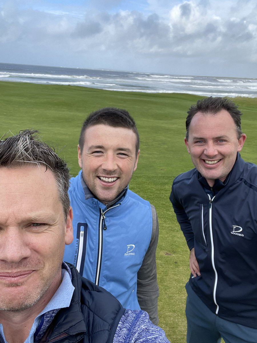 good fun golfing with these two legends in doonbeg , thanks for a great day @davidtubs @keelansexton #trump  #claregaa