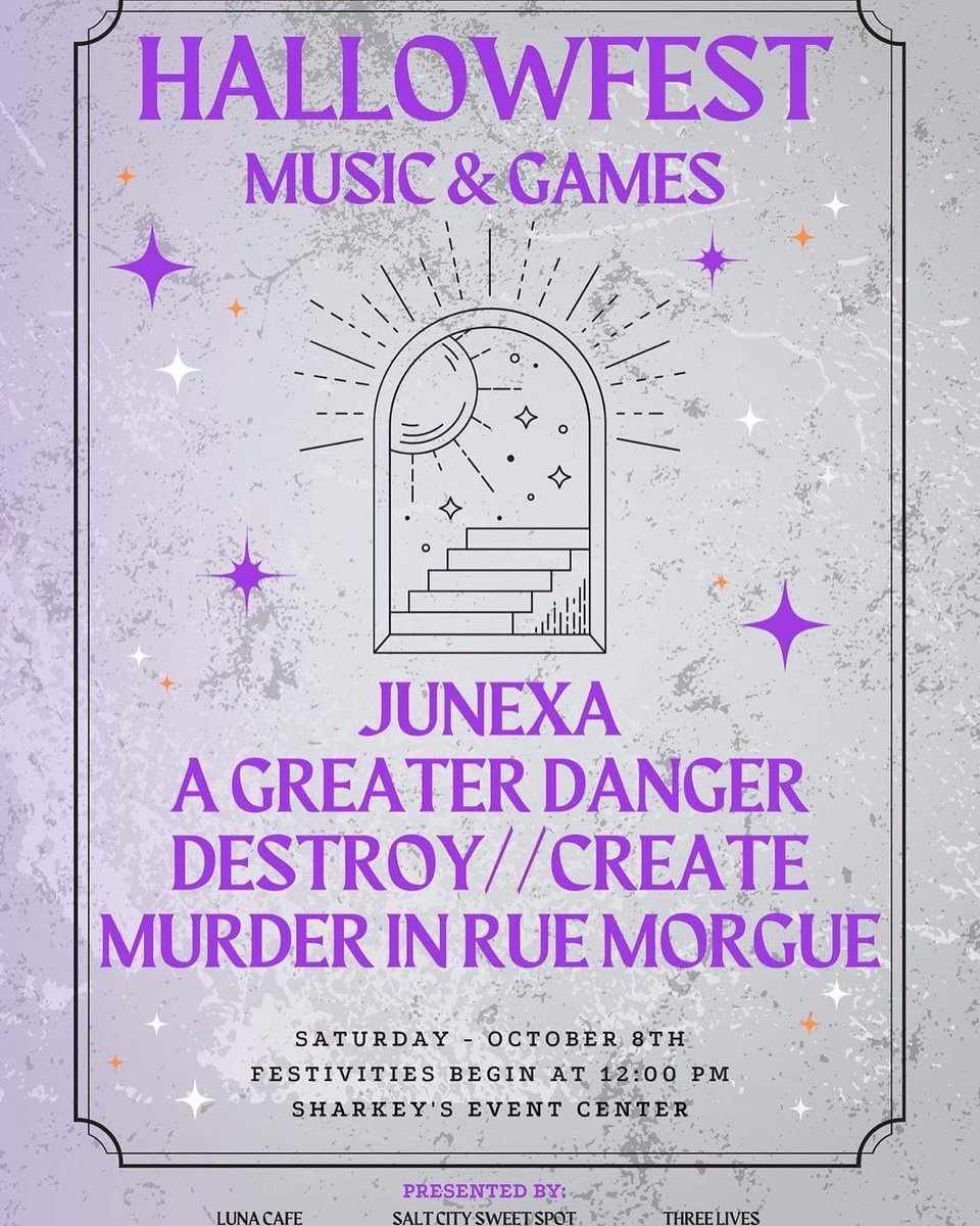 noahnexa's tweet photo. TOMORROW!!! ���🚨🚨

@junexaband is playing Hallowfest!!

Dm for tickets! Only $18 ($24 at the door) 
Games tournaments &amp; tattoos start at noon. Music starts at 6pm!!

#hallowfest #junexa #agreaterdanger #destroycreate #murderinruemorgue #livemusic #metalcore #vocals #rock https://t.co/Nl9TLYyHFe