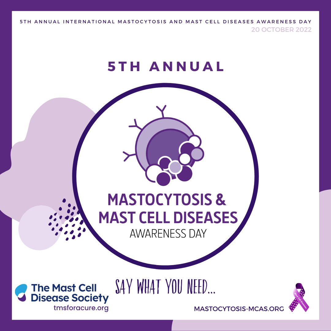 MCDiseasesUnite's tweet photo. Join TMS and organizations across the world in raising awareness and funds to advance research and our understanding of #mastcelldisease. Download this year's social media campaign: https://t.co/s8ZuJSRsZ5 #mastocytosis #MCAS #hereditaryalphatryptasemia #tmsforacure https://t.co/9vVM7qzvrV