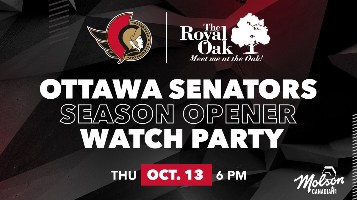 The 2022-23 #Sens season is less than a week away!
 
Join us and <a href="/Molson_Canadian/">Molson Canadian</a> on Thursday Oct 13 at The Royal Oak Stittsville location for the Ottawa Senators Season Opener Watch Party and you could win your way to the Home Opener!
 
See you there! 👀