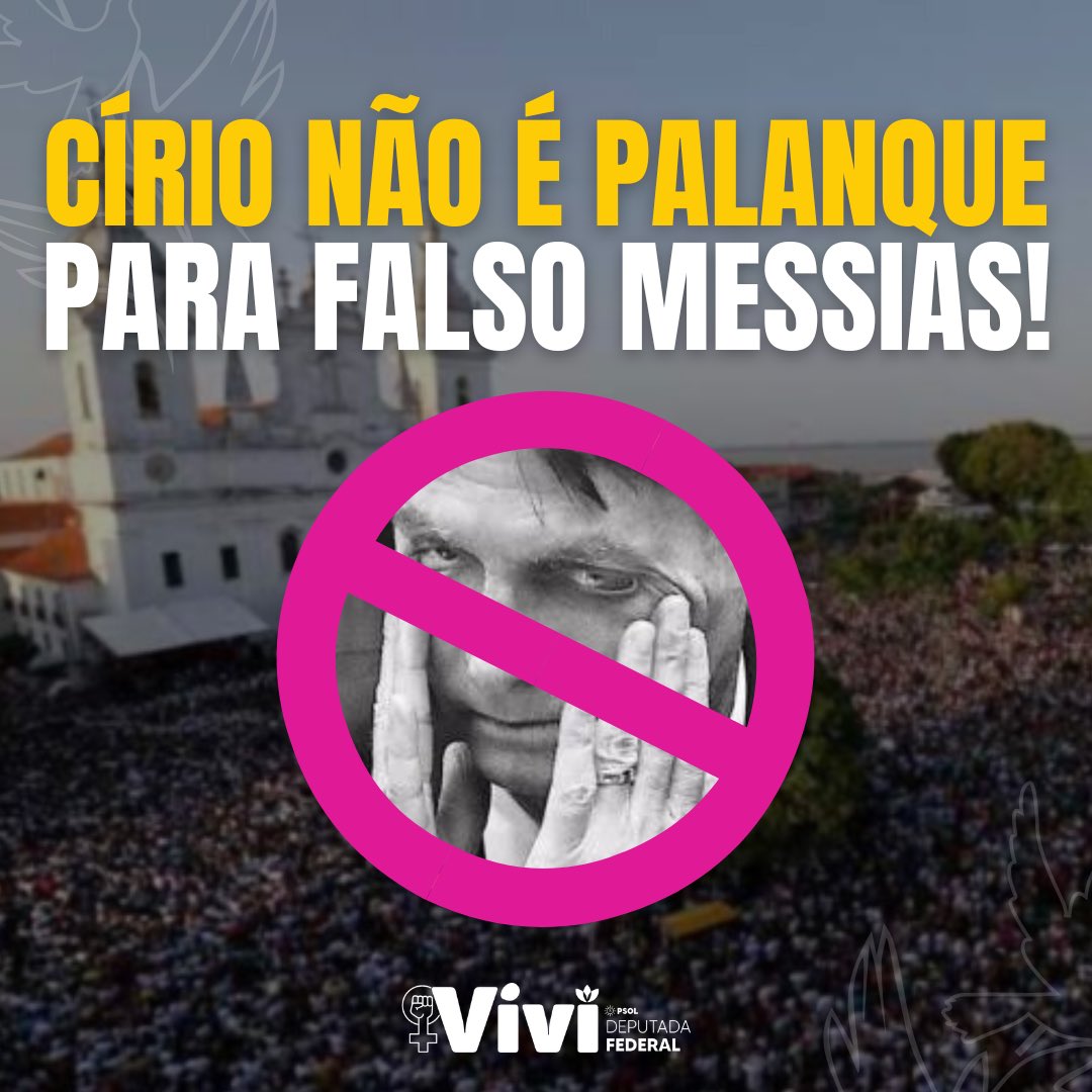 vivireispsol's tweet photo. Bolsonaro vem a Belém tentar transformar a Motomaria em Motociata. O falso messias quer fazer do Círio um palanque eleitoral para destilar ódio e violência. Bolsonaro, respeite os católicos, respeite os fiéis, respeite a fé do povo paraense, respeite o Círio de Nazaré! #cirio2022 https://t.co/6b5ZEKxtM9