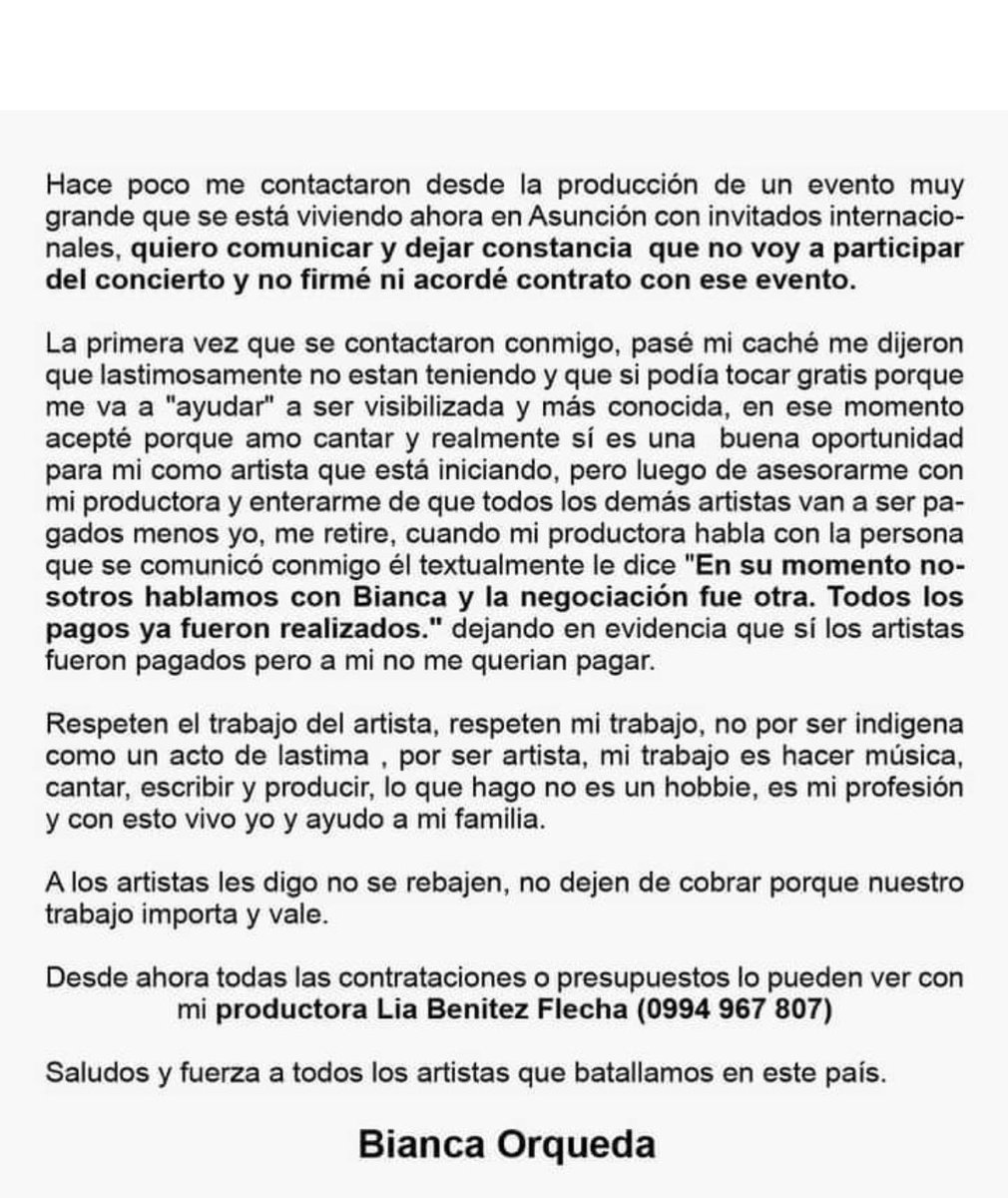 JoseLChilavert_'s tweet photo. Mi solidaridad contigo Bianca,error de los organizadores de Odesur ignorar a los compatriotas Indígenas,se olvidaron de la Raza Guaraní!!!!!💪❤️🇵🇾 https://t.co/zNL0E3S6tJ