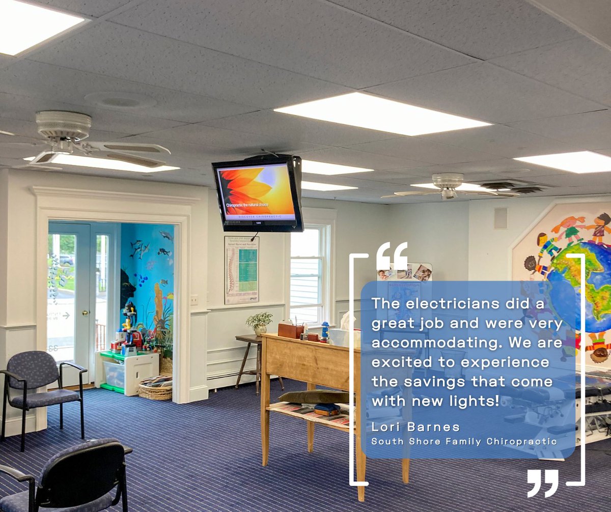 CompleteEnergy1's tweet photo. 📣 #FeedbackFriday 

This week we're featuring our recent project with South Shore Family Chiropractic in Weymouth, MA. 

#LED #energy #smallbiz #energysaving #smallbusiness #officelife https://t.co/nNug9XTYgu