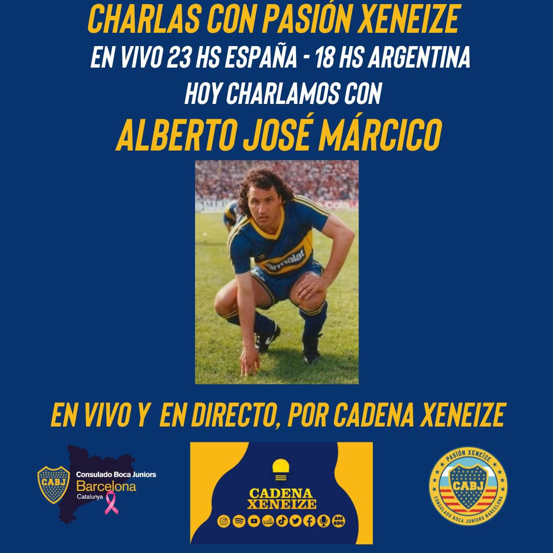 Consulado Boca Juniors Barcelona (@barcelonadeboca) on Twitter photo “Charlas con Pasión Xeneize” y un día especial. Hablaremos con el Beto Marcico. <a href="/leandrovaldes12/">Leandro Valdés</a> y <a href="/Diego_MHG/">Diego Hermoso</a> con un ídolo de nuestra historia. En vivo y en Directo por <a href="/Cadena_Xeneize/">Cadena Xeneize</a>
#betomarcico #boca #BocaJuniors #charlasconpasionxeneize #barcelona #argentina #laboca “Charlas con Pasión Xeneize” y un día especial. Hablaremos con el Beto Marcico. <a href="/leandrovaldes12/">Leandro Valdés</a> y <a href="/Diego_MHG/">Diego Hermoso</a> con un ídolo de nuestra historia. En vivo y en Directo por <a href="/Cadena_Xeneize/">Cadena Xeneize</a>
#betomarcico #boca #BocaJuniors #charlasconpasionxeneize #barcelona #argentina #laboca