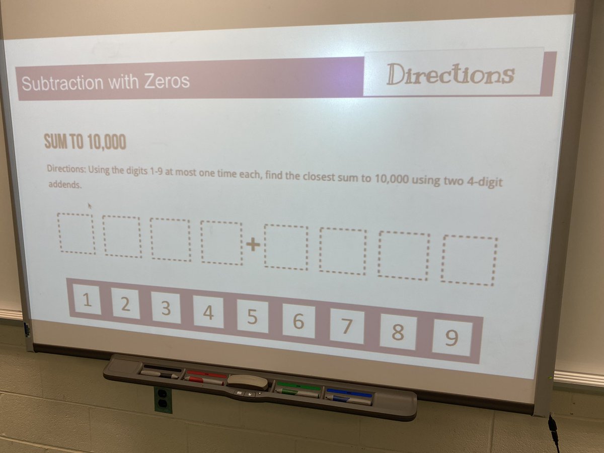 Using each digit only one time, create an equation with the sum closest to 10,000. Today I learned there are multiple answers to this problem! These fourth graders truly understand place value! <a target='_blank' href='https://t.co/FksQvoTpPW'>https://t.co/FksQvoTpPW</a>