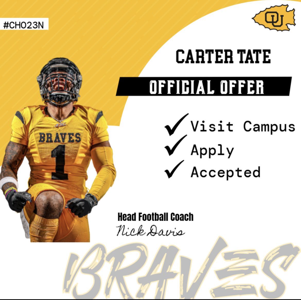 CarterDTB_'s tweet photo. After a great talk with @jacobgarcia91_  @CoachNickDavis I am extremely blessed to receive my first official offer from Ottawa University! @Coachjscog @ahsvikes https://t.co/56AIhh6HIy