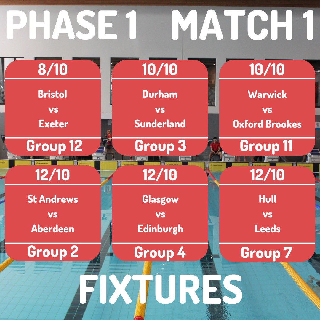 BUSwimleague's tweet photo. It’s finally time! 

BUSL Season Two kicks off tomorrow with a huge clash between Bristol and Exeter with 26 more matches to follow across the next two weeks! Stay tuned for more updates and results! 

#britishswimming #swimming #university https://t.co/mzdJlYA8q6