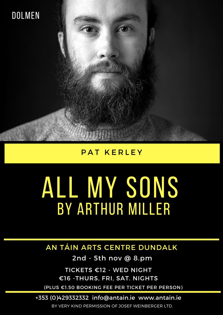 📣Cast Announcement: All My Sons by Arthur Miller with Pat Kerley. Book your tickets here: antain-tickets.antain.ie/ticketbooth/sh… <a href="/antainarts/">An Táin Arts Centre</a> #dundalkarts #louthchat #arthurmiller #allmysons