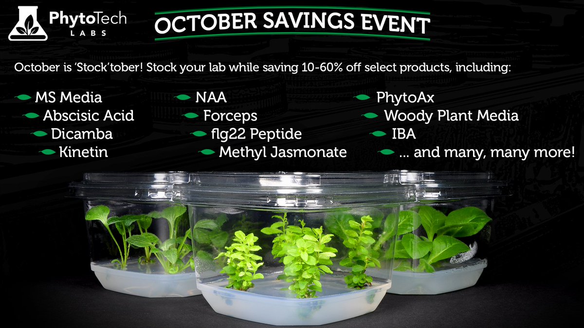 Head over to hubs.ly/Q01pfKgz0 to browse over 240 products on sale! Plant &amp; micro media, PGRs, carbs, antibiotics, tools, nutrients, accessories, &amp; too many other categories to list here are all included!
#planttissueculture #micropropagation #plantscience #cultivation