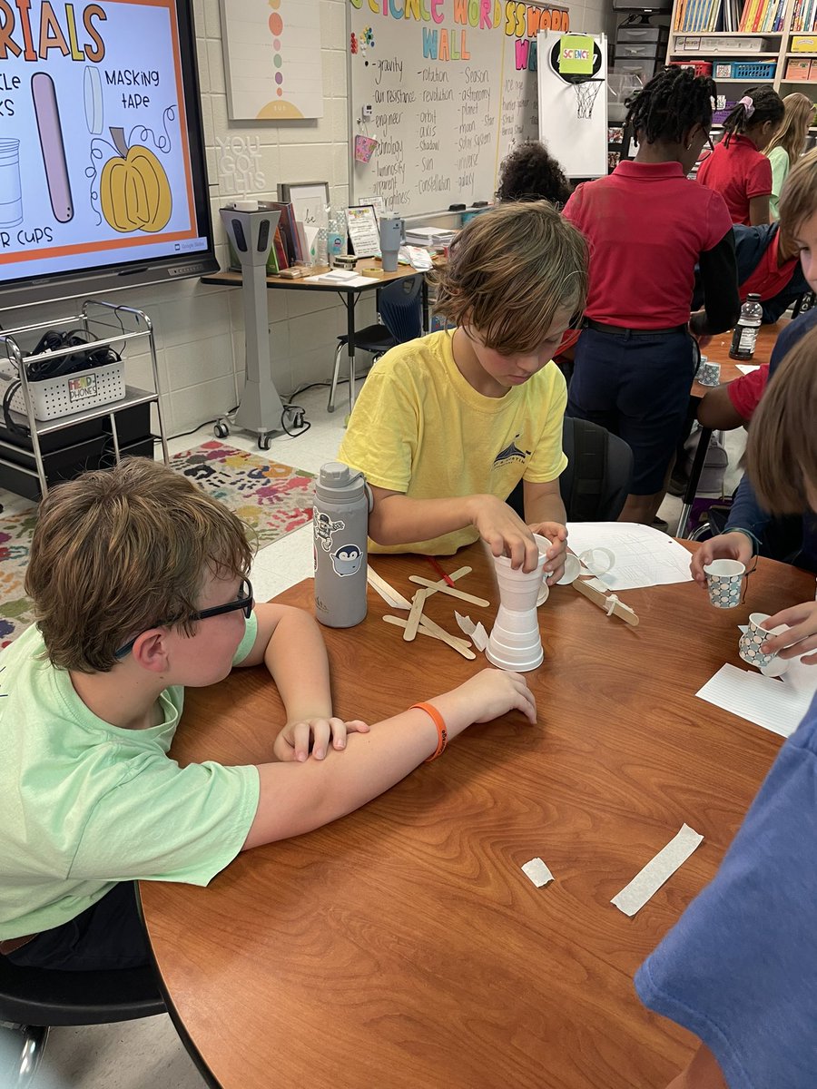 MrsDawson5thMBA's tweet photo. Ms. Squires homeroom working on their STEM towers! This has been the most fun activity to end Q1 with! #STEM challenge promote team building and communication and creativity in the classroom. @MaryBAustin @MobilePublicSch https://t.co/mmUcJaHU6b