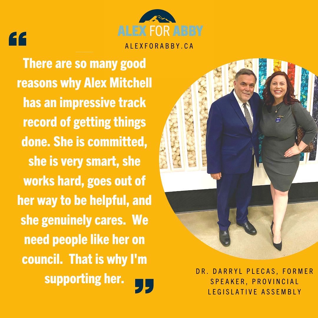 alexandriamitch's tweet photo. Honoured to be endorsed by Dr. Darryl Plecas, former Speaker of the Legislative Assembly of British Columbia.
I’ve known Dr. Plecas for many years and we have both served on the Board of the @FraserValleyCDC
#AlexforAbby #Endorsement #abbotsford #VoteMitchell https://t.co/IBe01ACaqu