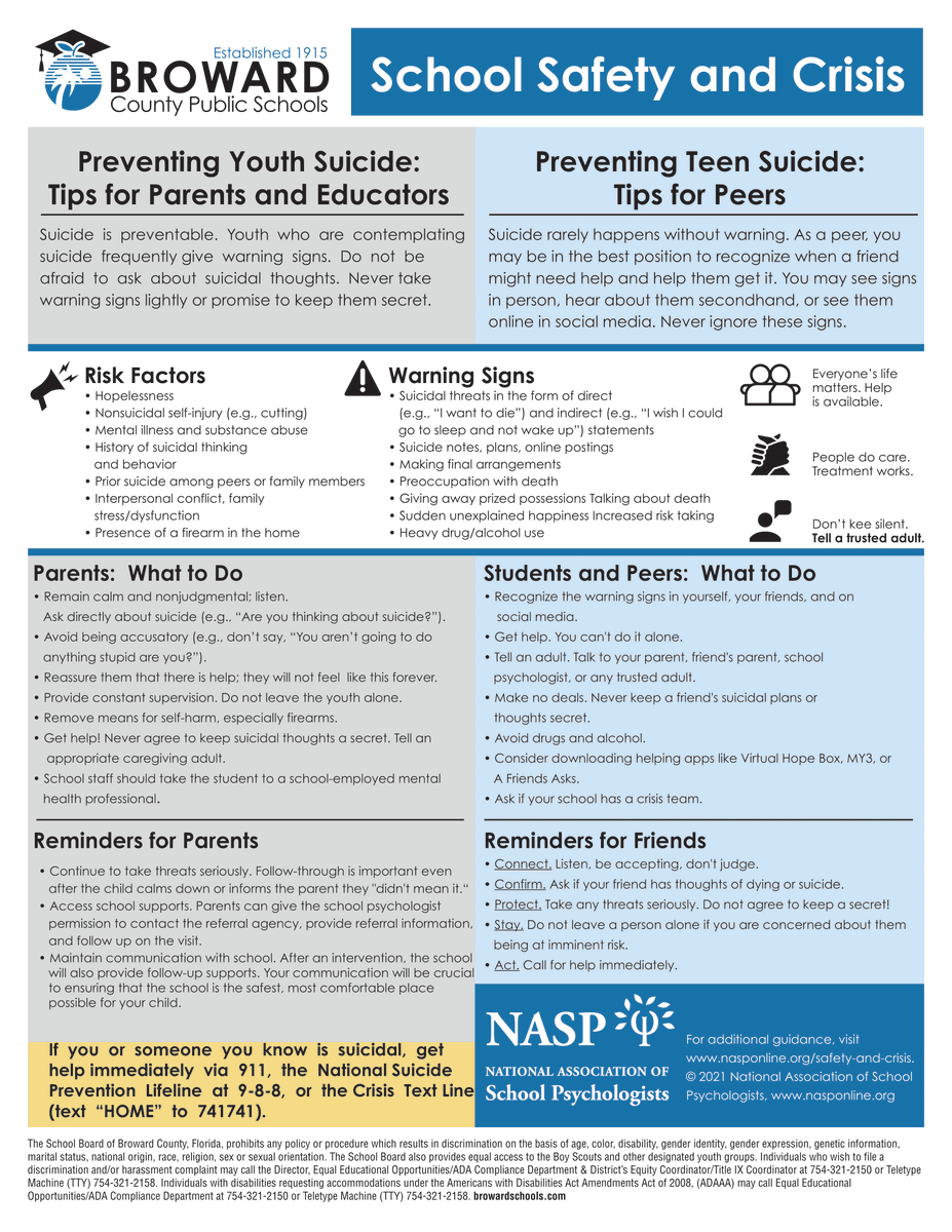 browardschools's tweet photo. .@browardschools has created a list of local, national and District mental health resources and services, and important information available to support students and families struggling with issues such as depression and thoughts of suicide. https://t.co/6iPCt3TtL3