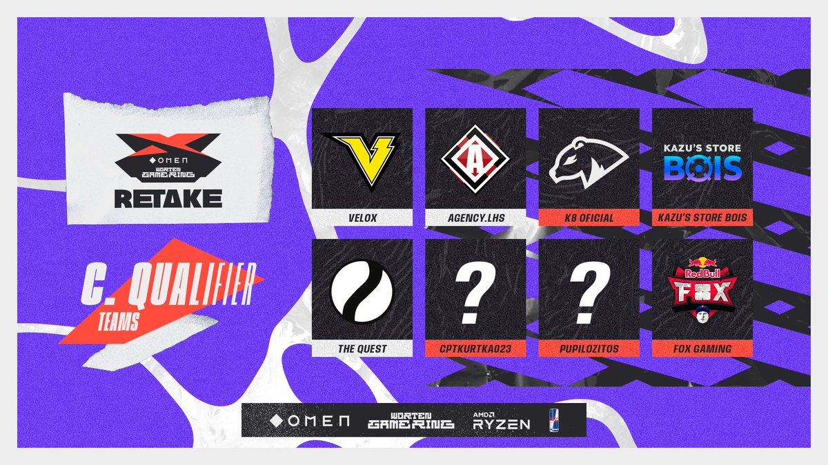 letsRETAKE's tweet photo. Já temos equipas definidas para o Qualificador Fechado que irá decorrer durante o dia de amanhã a partir das 14:00h!

👉 @k8oficial
👉 @Kazu_Store_Bois 
👉 #cptkurtka023
👉 #pupilozitos
👉 @redbullPOR Fox Gaming

Bem-vindos e boa sorte! ⚔️ https://t.co/MquWzhF6e5