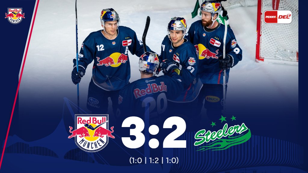RedBullMuenchen's tweet photo. #RBMvsSCB 3:2 (60.) 🏒
Es steht der fünfte Heimsieg in Serie und damit weiterhin die weiße Weste! 👏 Zwar haben wir uns heute das Leben unnötig schwer gemacht, aber am Ende sind die #redbulls geduldig geblieben und haben den Lucky Punch gesetzt. #miiinga https://t.co/XP26V29a0x
