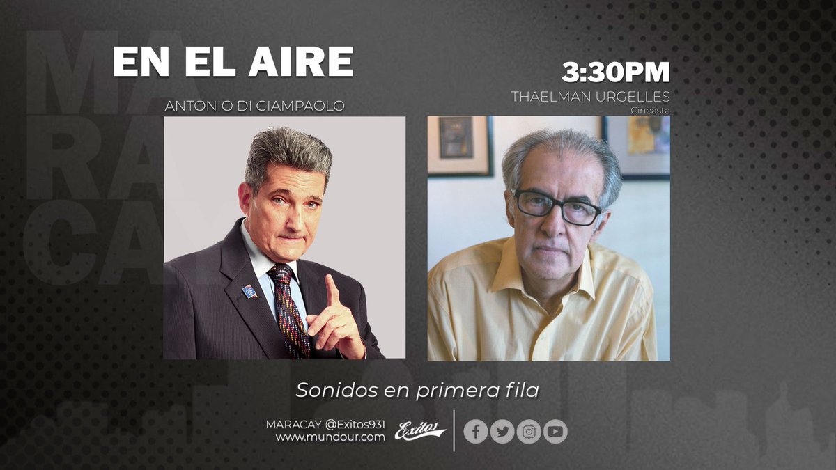 adigiampaolo's tweet photo. En minutos el cineasta Thaelman Urgeles nos habla en el #programaenelaire por @Exitos931 sobre su cortometraje #OrodeSangre @TUrgeles @orodesangre @PepeClavijoA @andrearochap @carmelug_ @Borolaki @amiramucic @ThaelmanFelez https://t.co/973JU9tzQP