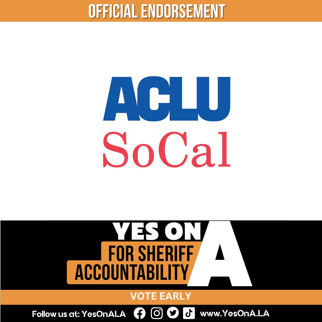 YesOnALA's tweet photo. ENDORSEMENT ALERT 📣
Thank you @ACLU_SoCal
#YesonALA
#ACLU_SoCal
#LosAngeles https://t.co/HYgSzTWiB8