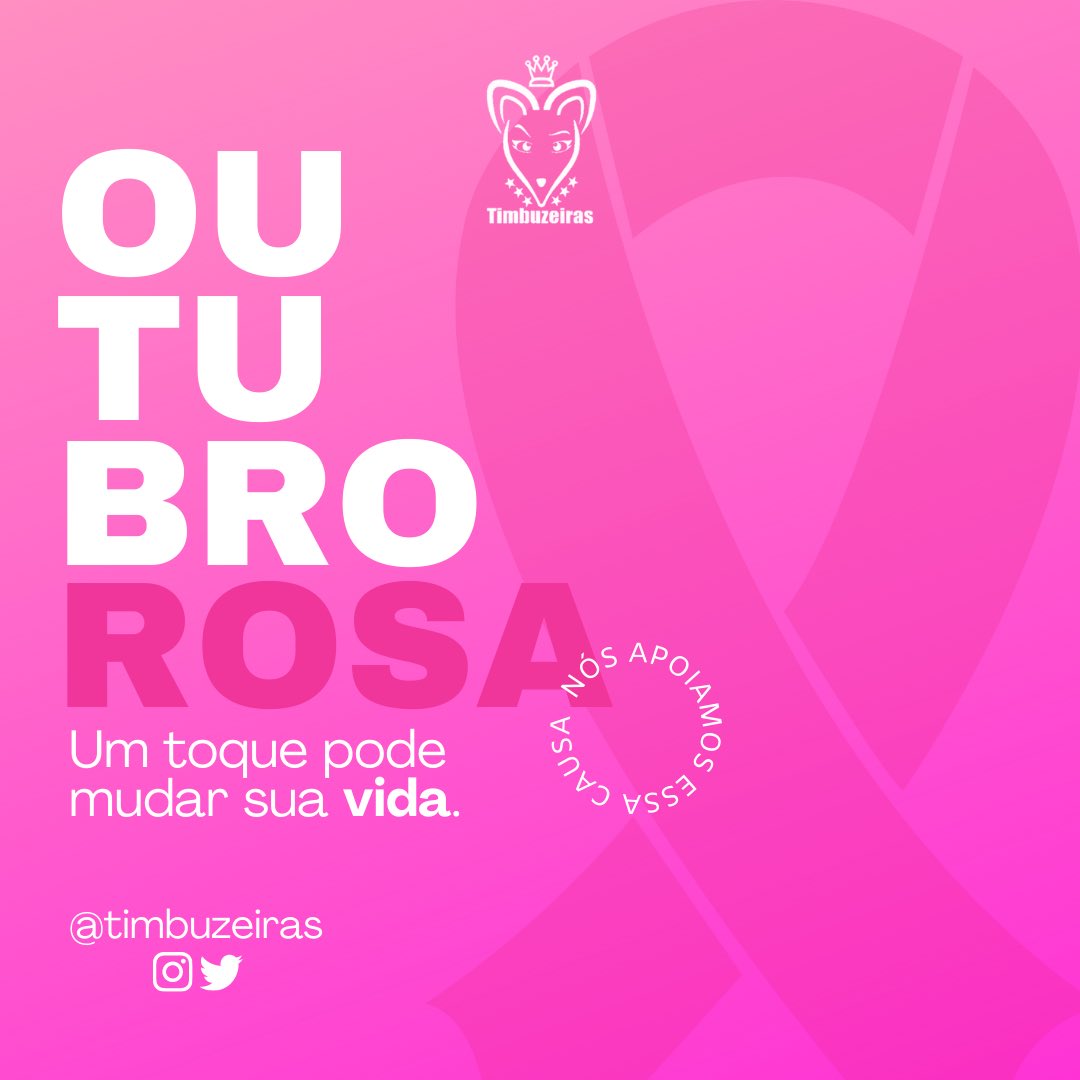 timbuzeiras's tweet photo. Mulheres, já cuidaram de vocês hoje?! O mês de Outubro traz com ele a prevenção contra o câncer de mama, um assunto de extrema importância que merece atenção redobrada de nós mulheres. Se toque, faça os exames preventivos, cuidar de você e do seu corpo é um ato de amor próprio. https://t.co/UNvmucxaRK