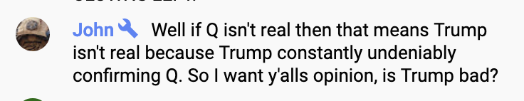 jam6242's tweet photo. More wisdom from Flopper's moderator.  #J6Losers #MAGALosers #QLosers #1776RM #1776RestorationMovement https://t.co/UJyEWLH4HW