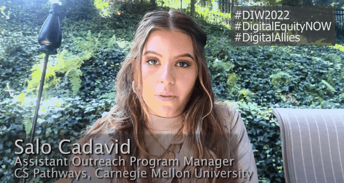What does Digital Inclusion mean to you? 
We asked our partner Salo Cadavid, the Assistant Outreach Program Manager of CS Pathways at CMU. #DIW2022 #DigitalEquityNOW #DigitalAllies

Salo provides an answer in English and Spanish. Look for both videos!
youtu.be/OmDyZt6lLRs