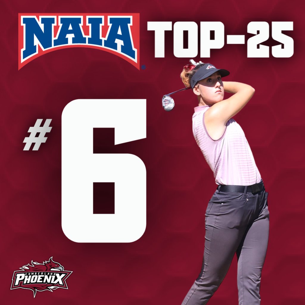GoCUPhoenix's tweet photo. Cumberland Women's Golf moves up two spots to No. 6 in the first edition of the NAIA Top-25 Coaches' Poll!

#WeArePhoenix | https://t.co/VtONbDrKNo https://t.co/zByeRE6QA1