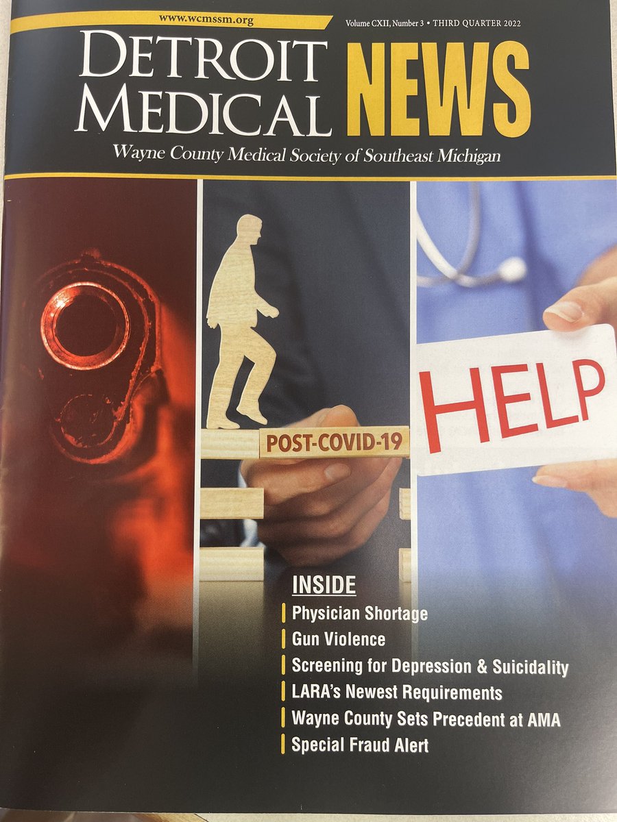 MuskegonMedSoc's tweet photo. Like to thank @WCMSSM for sending us the latest issue of the Detroit Medical News &amp; for featuring an article on #GunViolence 
And what we can all do to help address it.
@MichStateMedSoc 
#MICountySoc https://t.co/yNoqtgvB0M