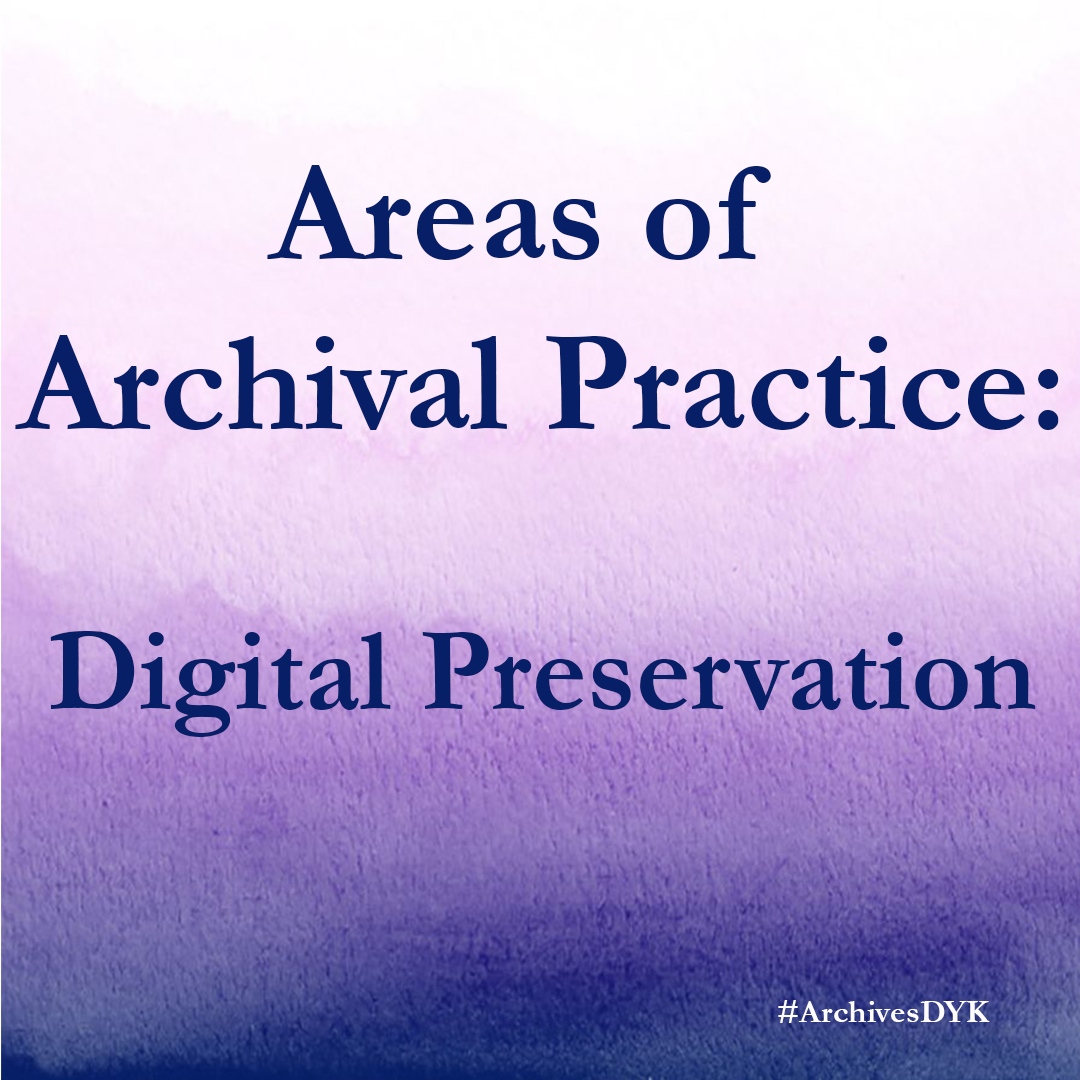 avila_archives's tweet photo. We live in a digital world &amp; digital records are archival records. Digital preservation is an active and ongoing process because digital records are far more fragile to degradation and loss than paper materials. #ArchivesDYK #ArchivesHashtagParty #ArchivesMonth https://t.co/cFfBVzUYZS