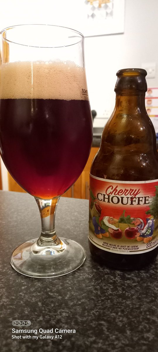Wouldn't normally have these but the 🍒 beer from #Chouffe is surprising nice 8% #craftbeer sweet as expected but not overpowering could easily have another but defo not for a session #Belgium #beer