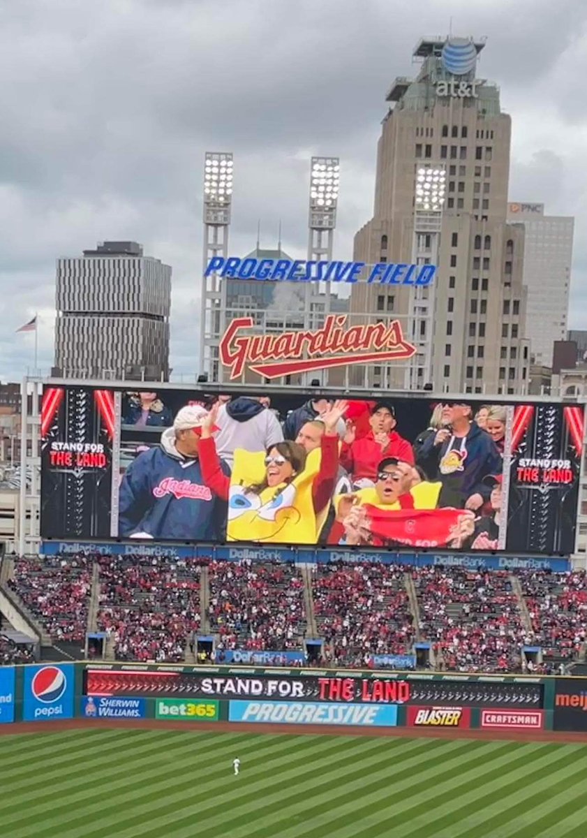 We brought that lives-in-a-pineapple-under-the-sea energy to the Guards game today and they won so now I think we have to wear these every game! Woo hoooo 1 Down!  <a href="/CleGuardians/">Cleveland Guardians</a>   #ForTheLand￼ #WildCard #SpongeBobSquarepants