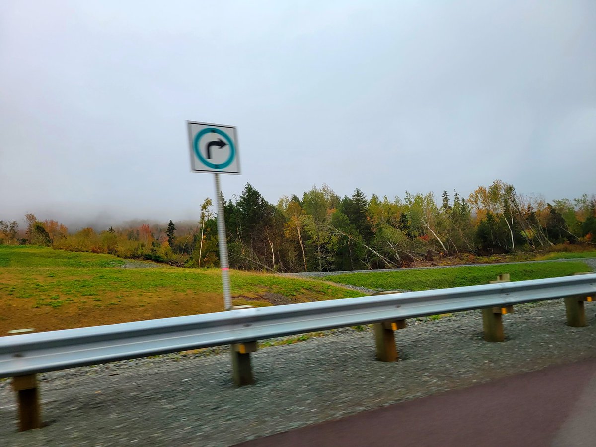 Robertron_wx's tweet photo. Lots of trees down from #Fiona between Truro and Antigonish. Fall colours in the Marshy Hope area and CB are popping though! #nswx https://t.co/A6MeL9lsuK