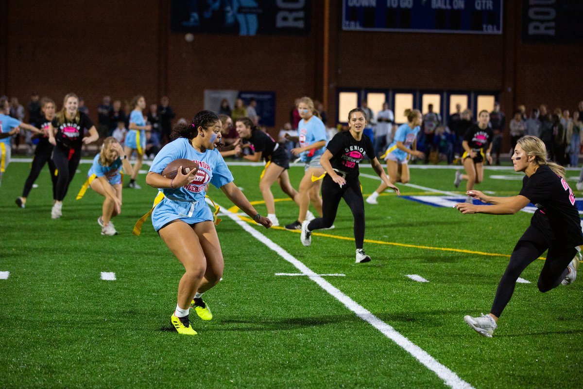 DMschools's tweet photo. It's Homecoming Week at @DSMRoosevelt. On Wednesday night, the lights were turned on at their new Randy Duncan Track and Field Complex for the annual Powderpuff football game. The seniors won! See more at https://t.co/bbeqNFdmG4 https://t.co/pAohCTuNv5