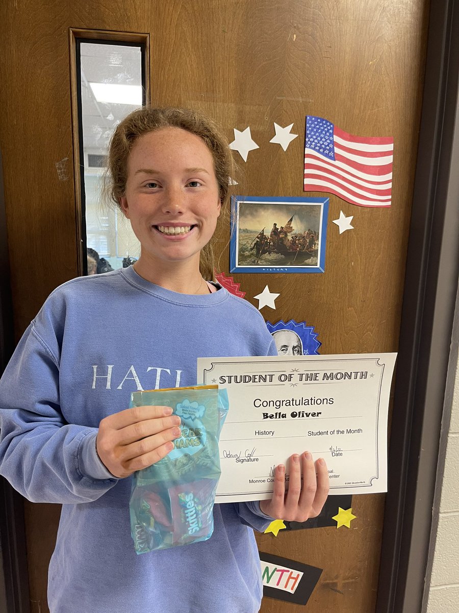 MonroeCoALC's tweet photo. BIG shoutout to our Students of the Month! Proud of the example you set for your peers & the pride you take in your work! Keep working hard!! Cul. Arts: Alexis Jolly/ Science: Braylin Hill/ History: Bella Oliver/ Spanish: Liberty Hughes #mcalc #leadership #TogetherWeWill https://t.co/bIlIRv2MqF