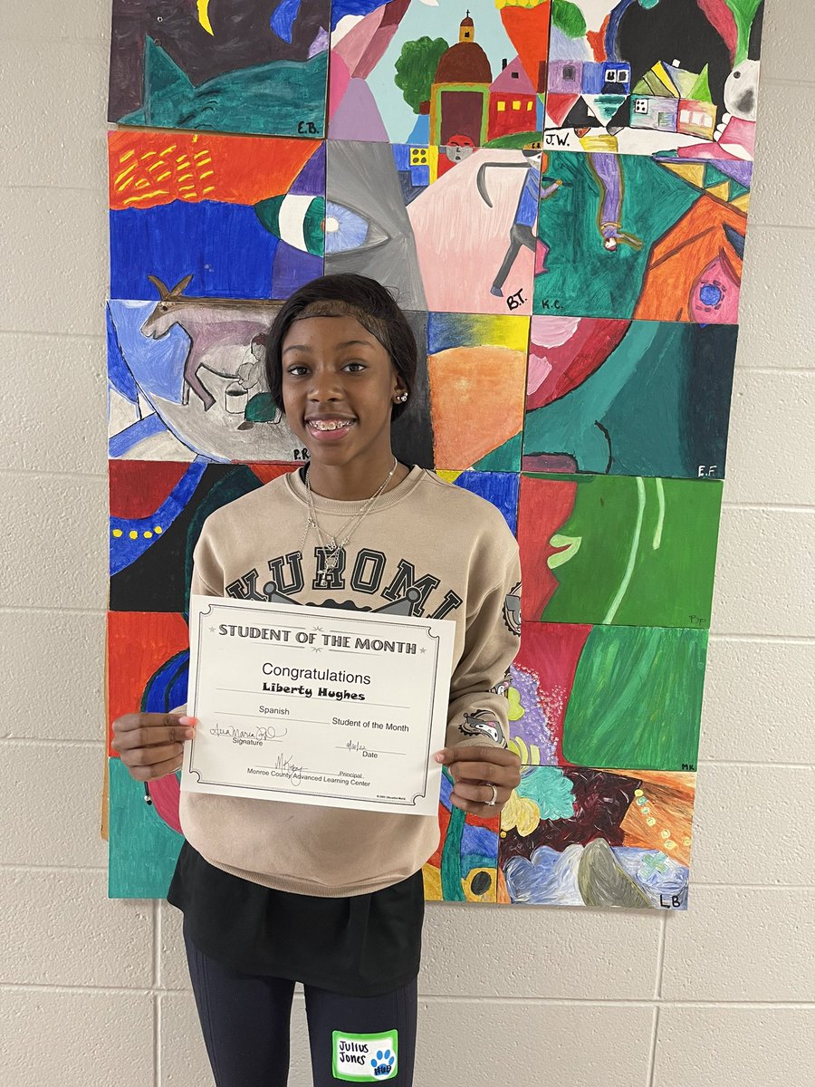 MonroeCoALC's tweet photo. BIG shoutout to our Students of the Month! Proud of the example you set for your peers & the pride you take in your work! Keep working hard!! Cul. Arts: Alexis Jolly/ Science: Braylin Hill/ History: Bella Oliver/ Spanish: Liberty Hughes #mcalc #leadership #TogetherWeWill https://t.co/bIlIRv2MqF