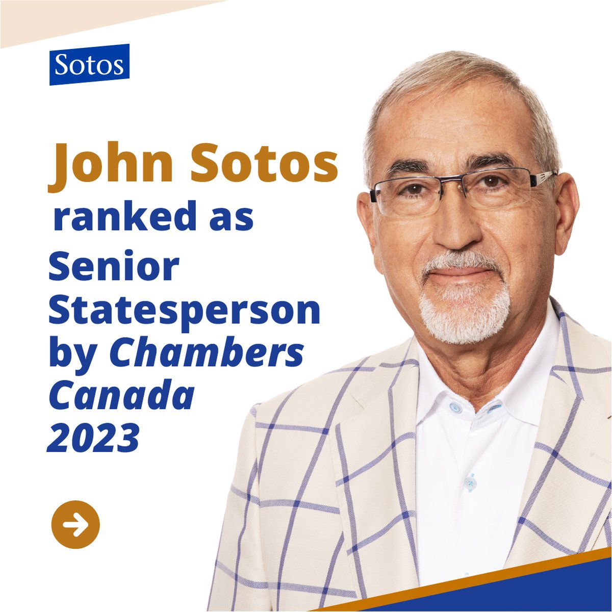 sotosllp's tweet photo. Congratulations to John Sotos for being ranked as a Senior Statesperson by @ChambersGuides. 

#franchiselaw #franchiselawyers #franchise #franchising #chamberscanada #franchiseexperts https://t.co/MUrqEz5lLe