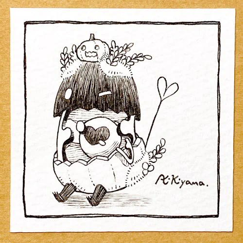 Good morning !
今朝のサビ🎃🌱

#イラスト 
#タマゴノマモノ 