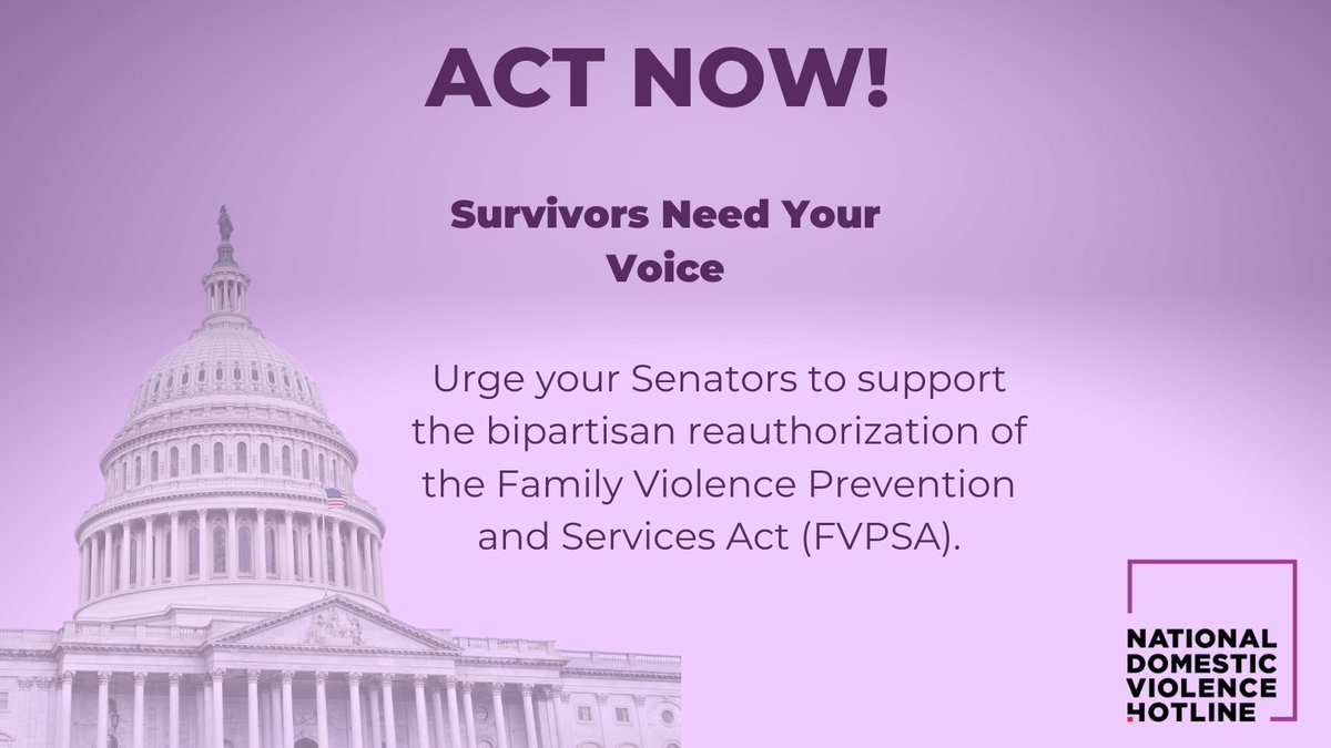 ndvh's tweet photo. The Family Violence Prevention &amp; Services Act is lifesaving legislation that survivors rely on. It’s time we told Congress to take steps toward sustainably supporting survivors. Tell your Senator to bring #FVPSA to the floor &amp; #PassS1275 #DVAM2022 

https://t.co/Md4lslyFuy https://t.co/gxSZpnJAy7
