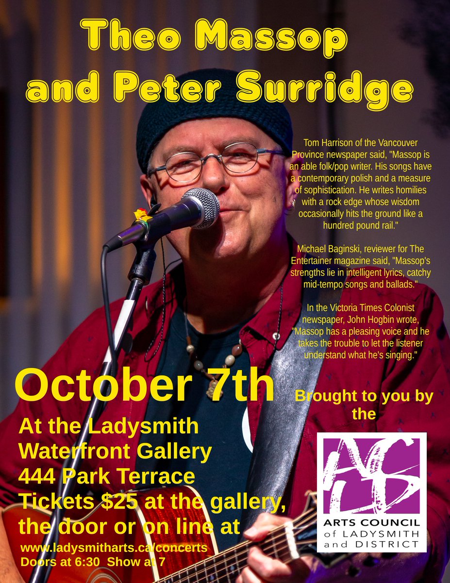 Tonight's the night folks! I hope you can join us for an evening of music and the stories behind the songs at the #Ladysmith Waterfront Gallery. #Chemainus #Crofton #Duncan #Nanaimo #concert #music #folkrock #roots