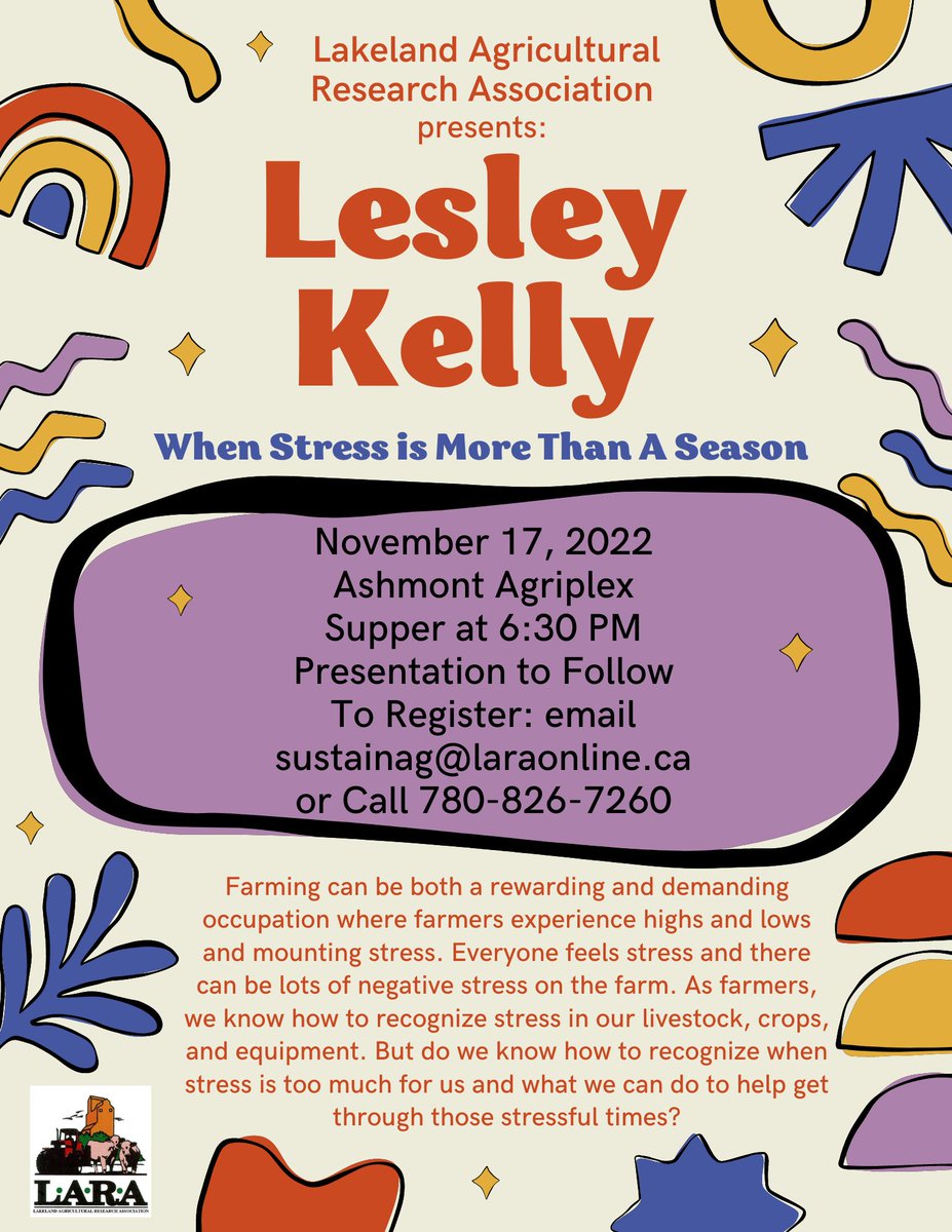 LakelandAgResearch (@lakelandara) on Twitter photo Join us November 17th with <a href="/lesleyraekelly/">highheels&fields</a> to discuss strategies for when stress is more than a season. To register call 780-826-7260
#mentalhealth #stress #farming #agriculture Join us November 17th with <a href="/lesleyraekelly/">highheels&fields</a> to discuss strategies for when stress is more than a season. To register call 780-826-7260
#mentalhealth #stress #farming #agriculture